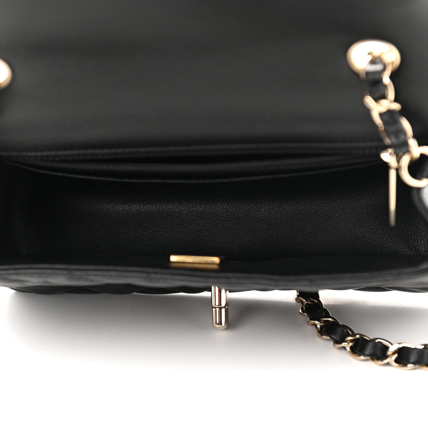 Lambskin Quilted Mini Rectangular Flap Black