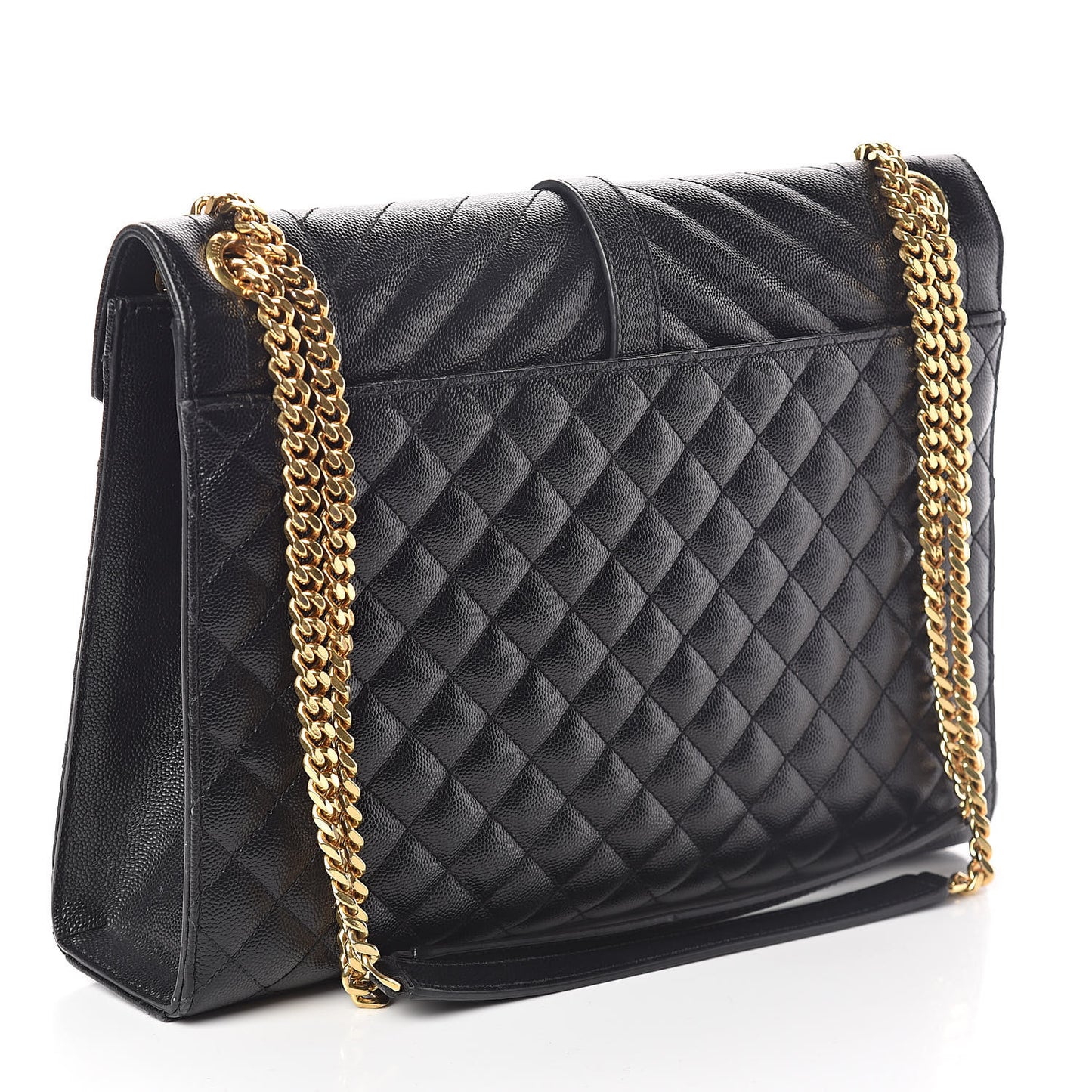 Grain De Poudre Textured Mixed Matelasse Large Triquilt Monogram Satchel Black