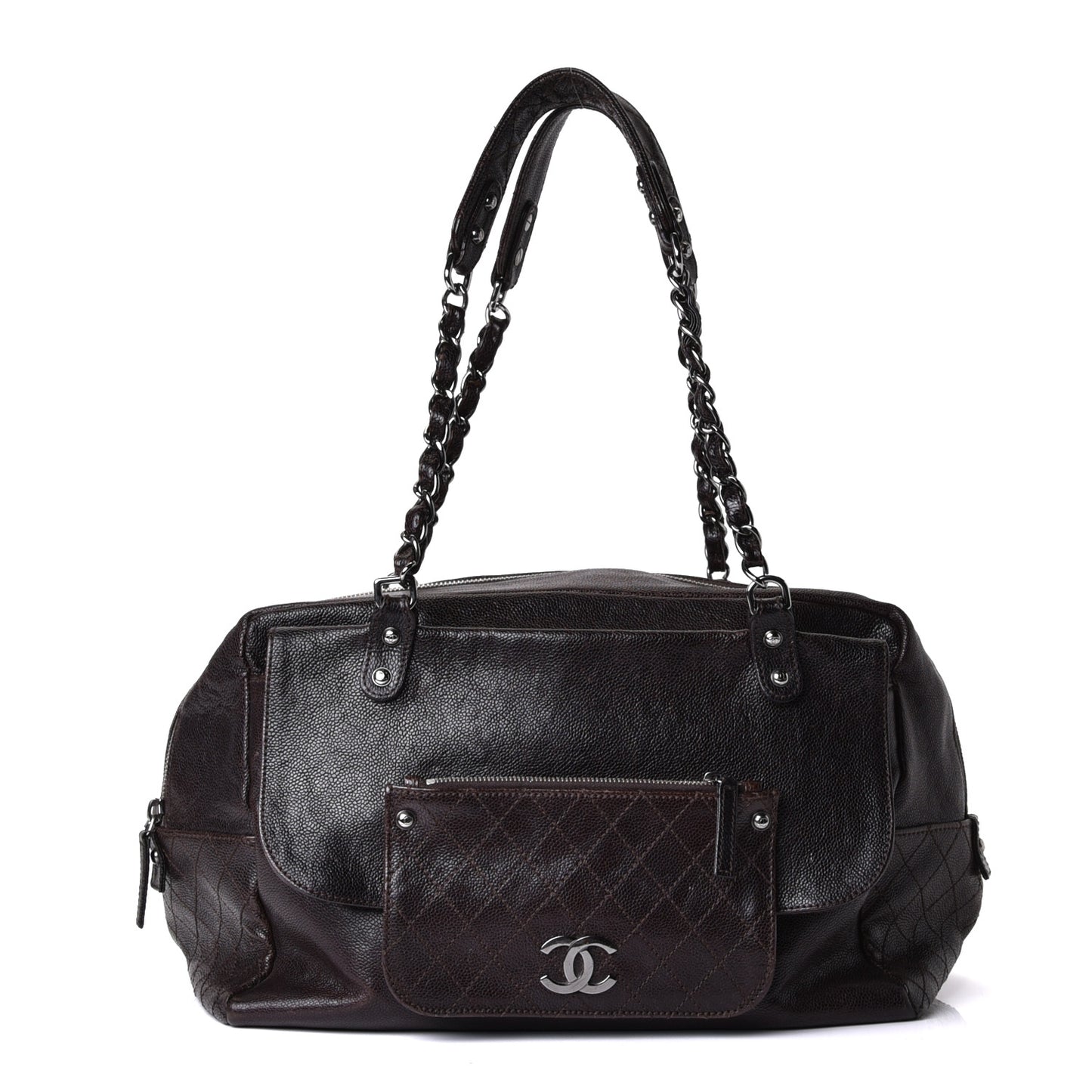 Glazed Caviar Pocket In The City Tote Brown