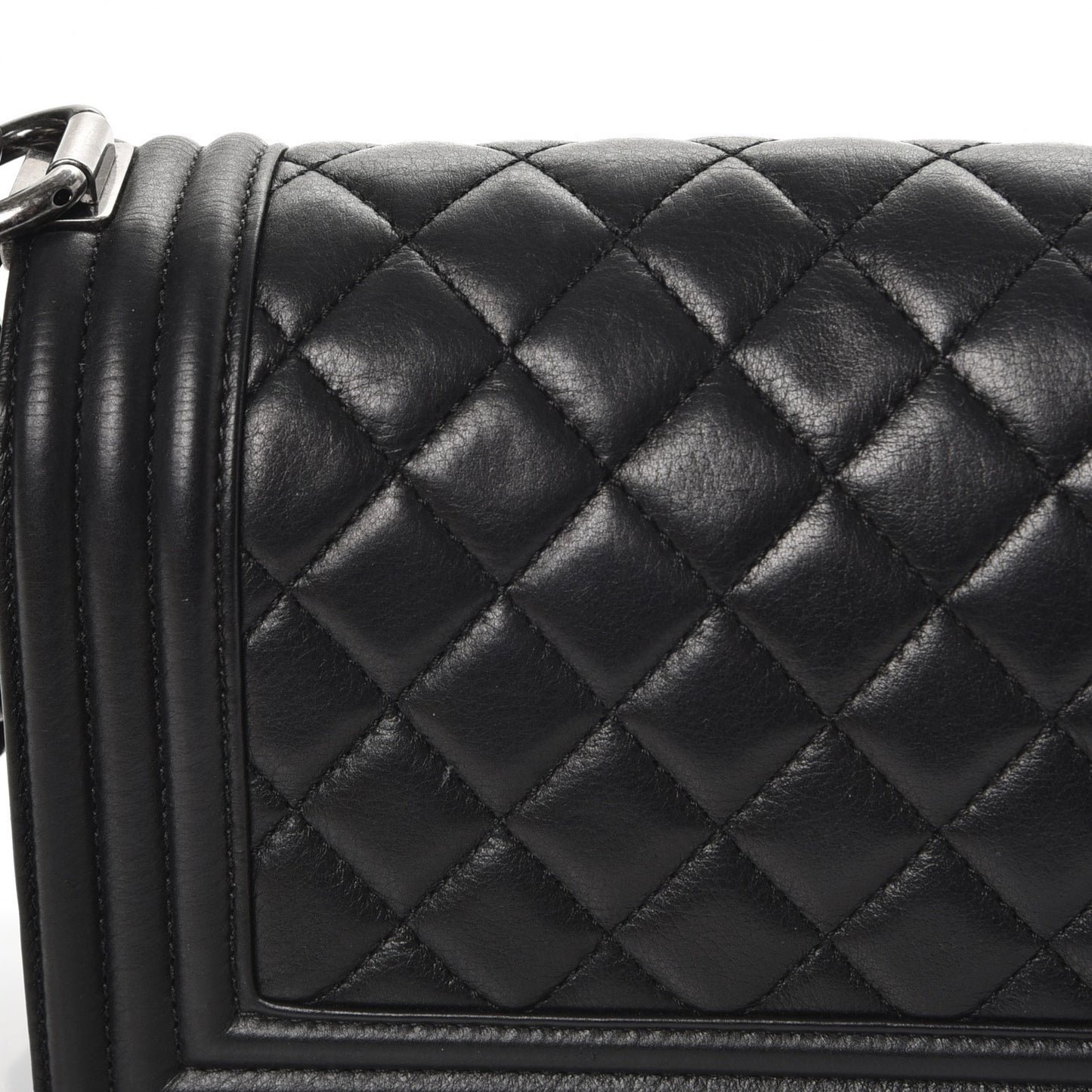 Calfskin Quilted Small Boy Flap Black