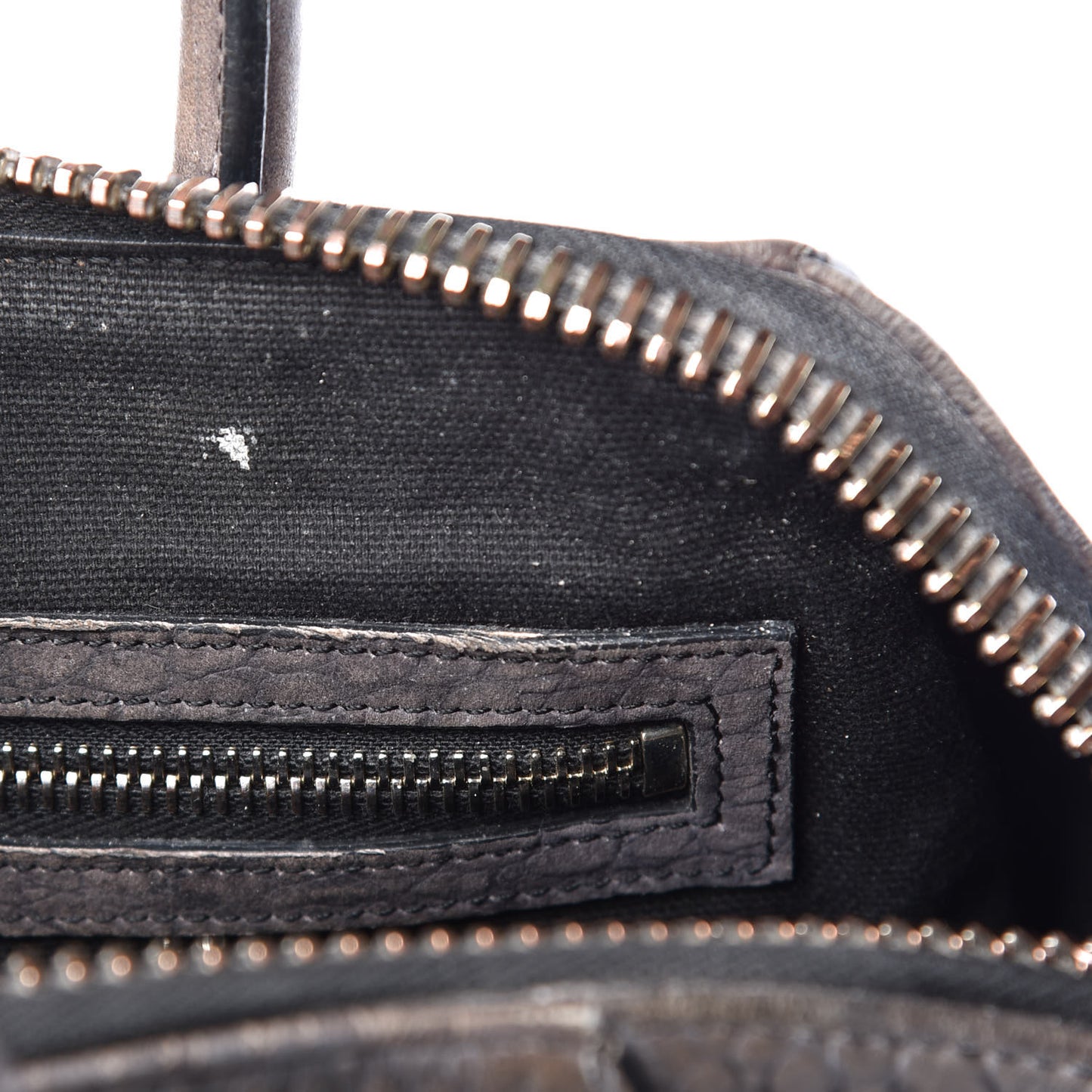 Nubuck Crocodile Embossed Medium Antigona Washed Black