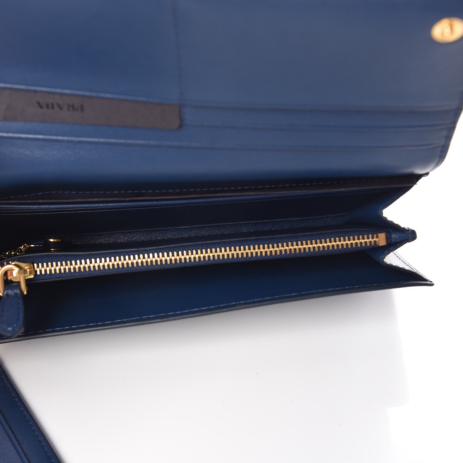 Prada Vitello Move Fioco Bow Continental Flap Travel Wallet Bluette 6 of 9
