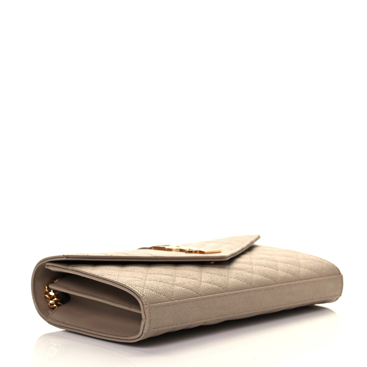 Grain De Poudre Mixed Matelasse Triquilt Monogram Chain Wallet Dark Beige