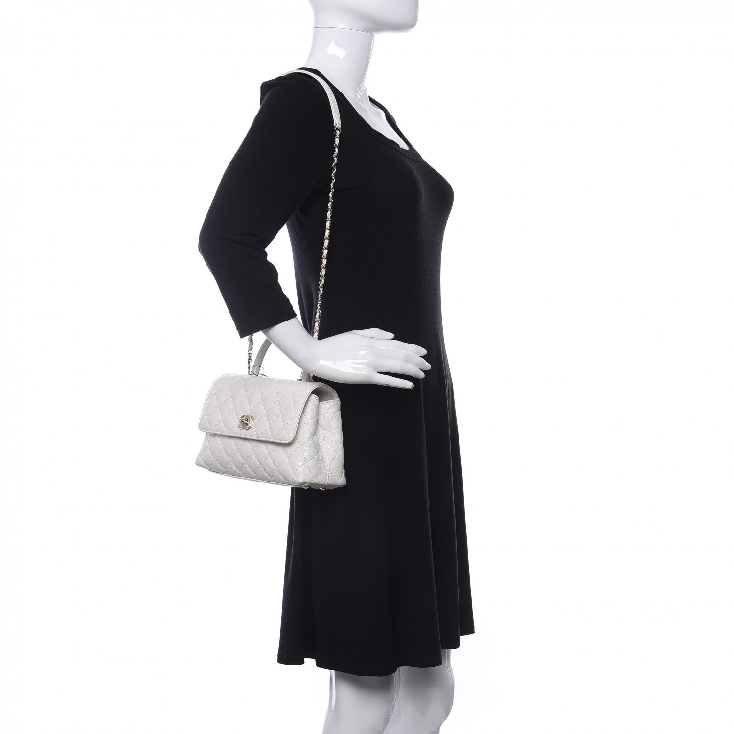 Chanel Caviar Quilted Mini Coco Handle Flap White 2 of 11