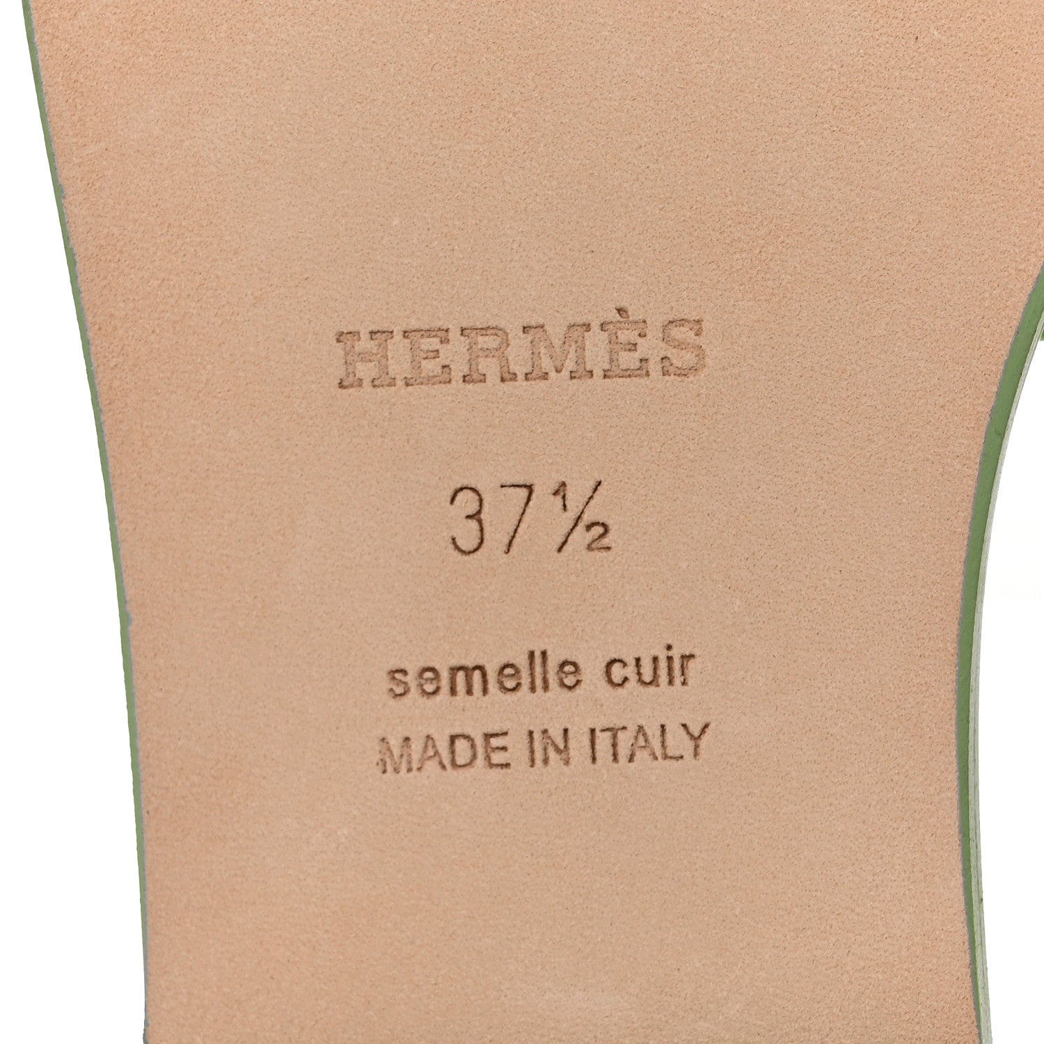 Hermes Epsom Oran Sandals 37.5 Vert Pomme 6 of 8