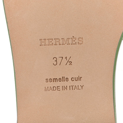 Hermes Epsom Oran Sandals 37.5 Vert Pomme 6 of 8