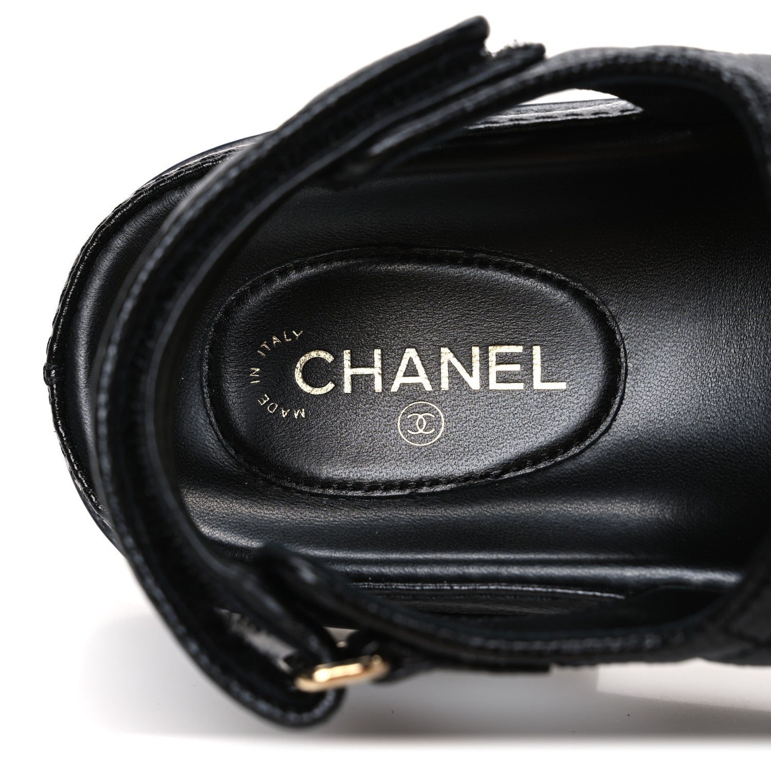 Chanel Grained Calfskin Velcro Dad Sandals 37 Black 9 of 11
