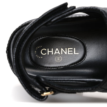 Chanel Grained Calfskin Velcro Dad Sandals 37 Black 9 of 11