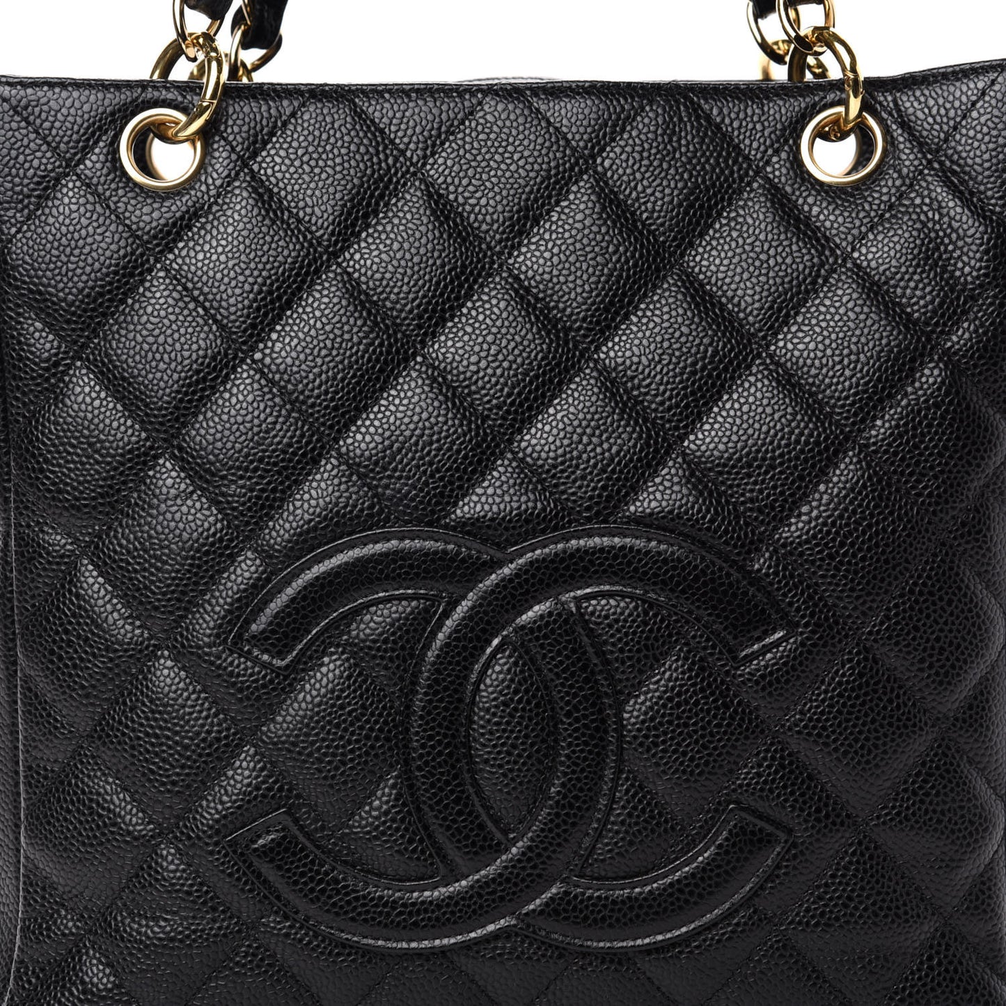 Caviar Quilted Petit Shopping Tote PST Black