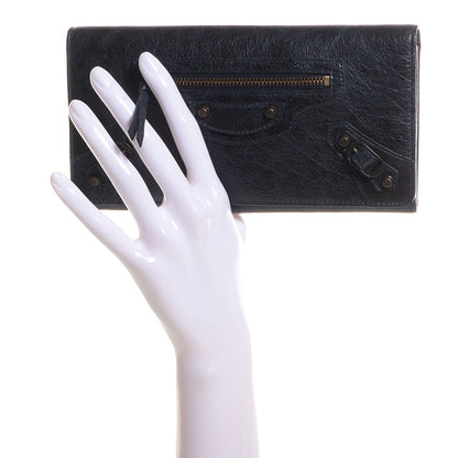 Balenciaga Agneau Classic Hardware Money Wallet Dark Night 2 of 11