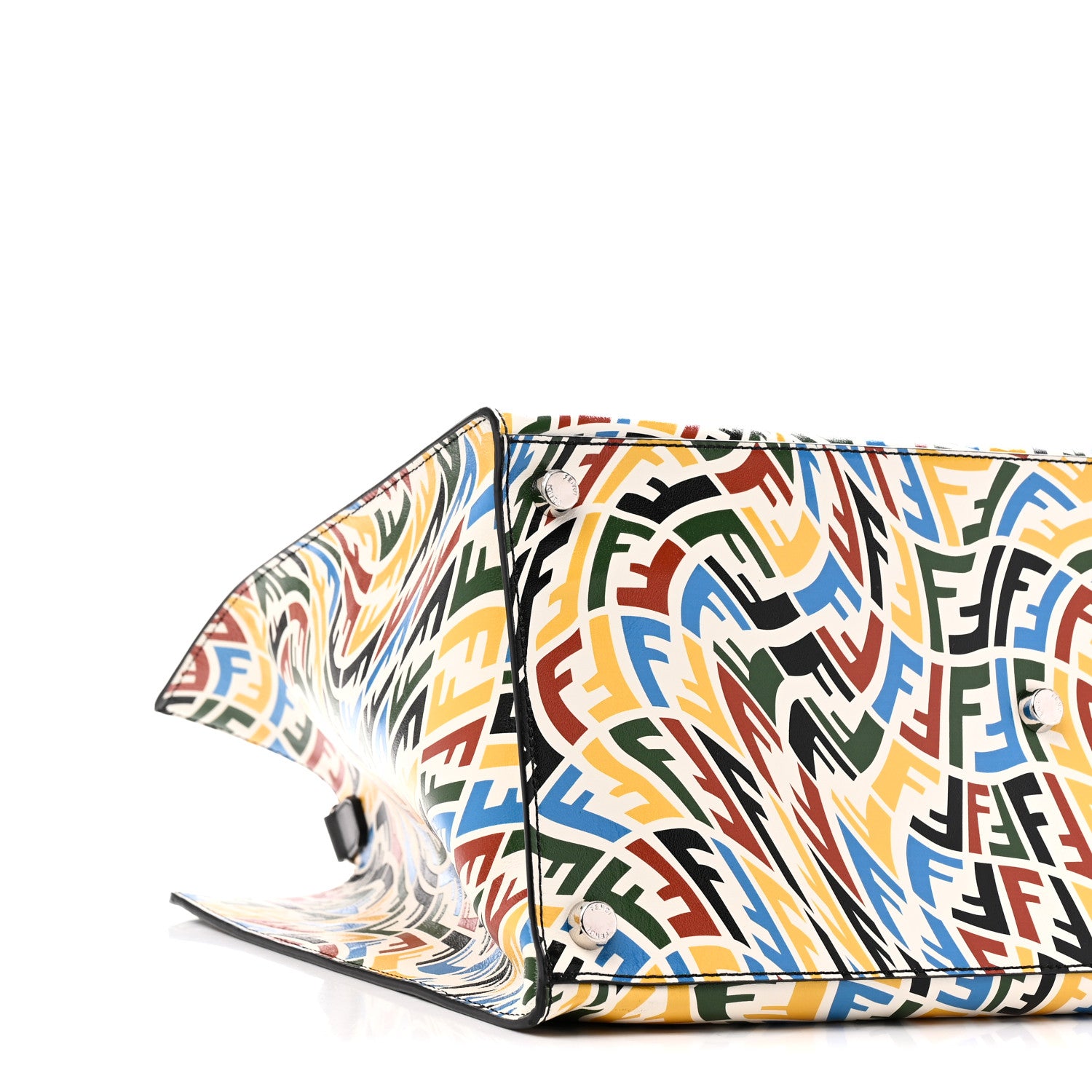 Fendi X SARAH COLEMAN Vitello Grace Light FF Vertigo Shopping Tote White Ice Multicolor 9 of 10