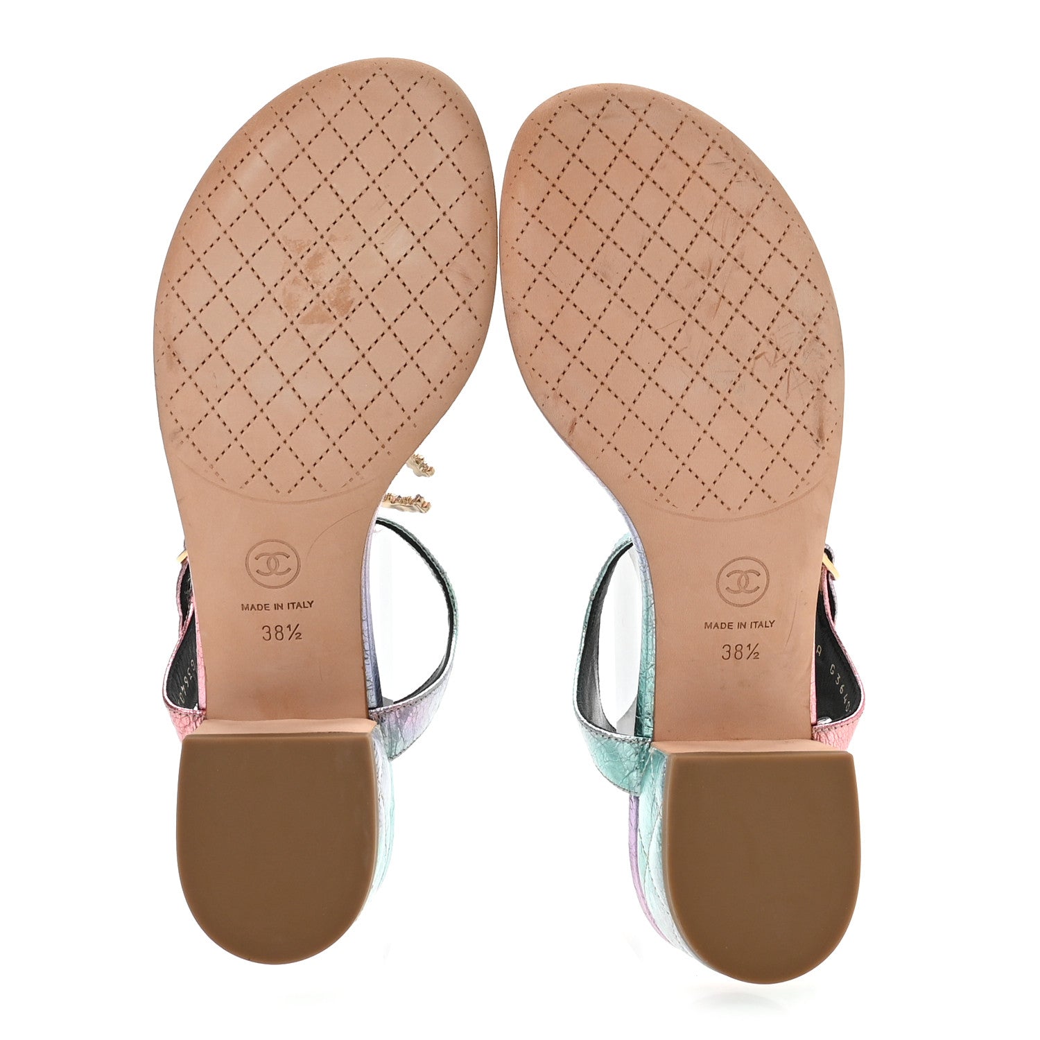 Chanel Goatskin Fantasy CC Pearl Thong Sandals 38.5 Multicolor 6 of 8