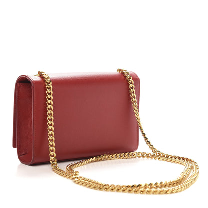 Saint Laurent Grain De Poudre Small Monogram Kate Satchel Red 3 of 12