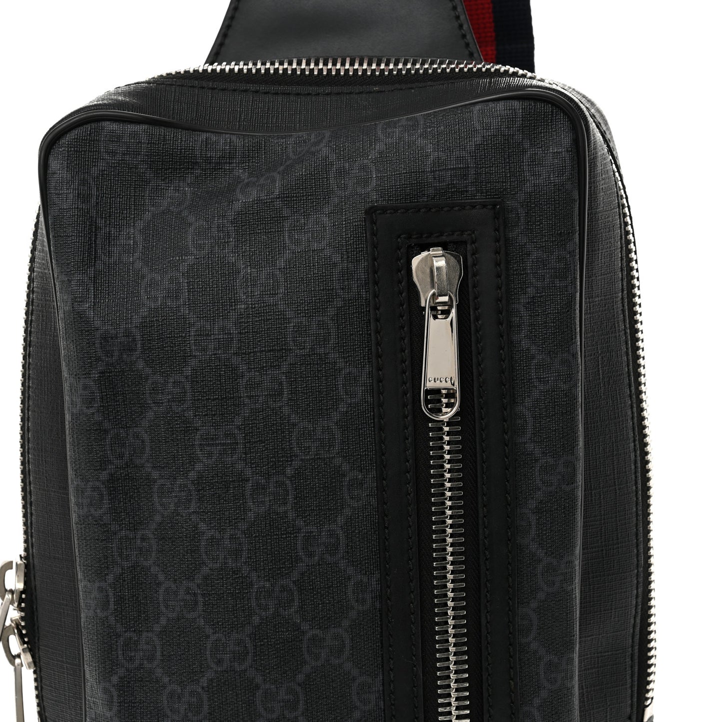 GG Supreme Monogram Web Belt Bag Black Grey