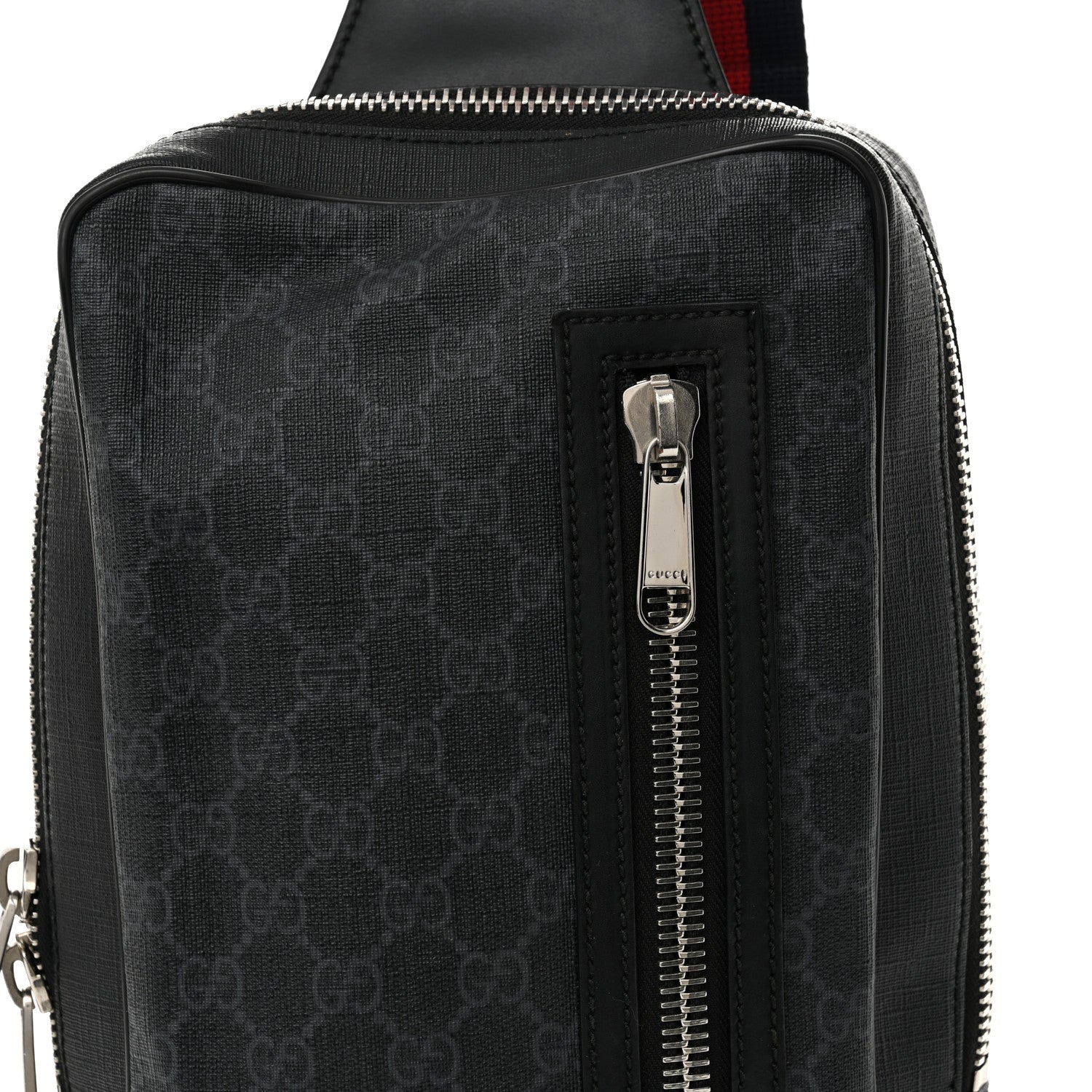 Gucci GG Supreme Monogram Web Belt Bag Black Grey 8 of 12