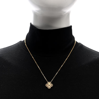 Van Cleef & Arpels 18K Yellow Gold Guilloche Vintage Alhambra Pendant Necklace 2 of 5