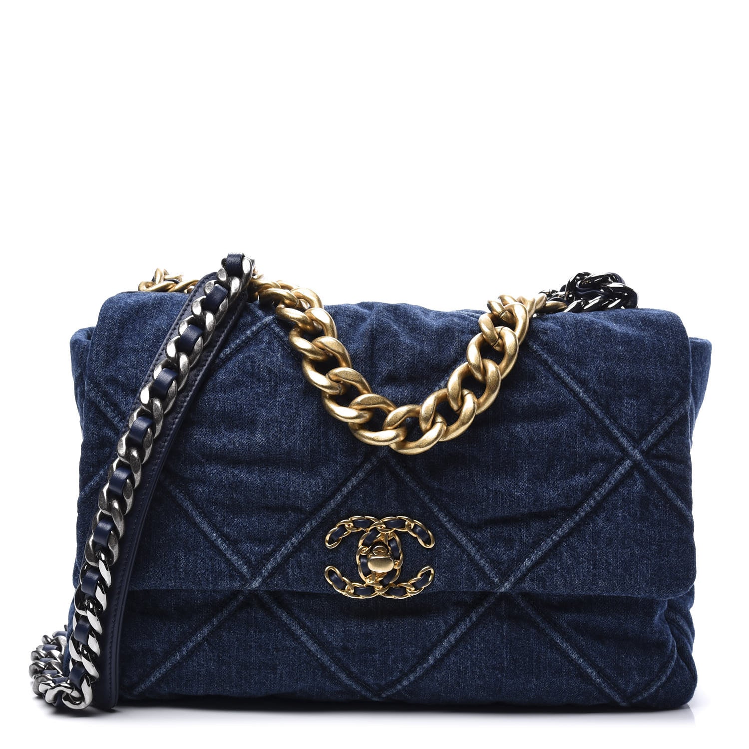 Chanel Denim Quilted Large Chanel 19 Flap Blue 1 of 9