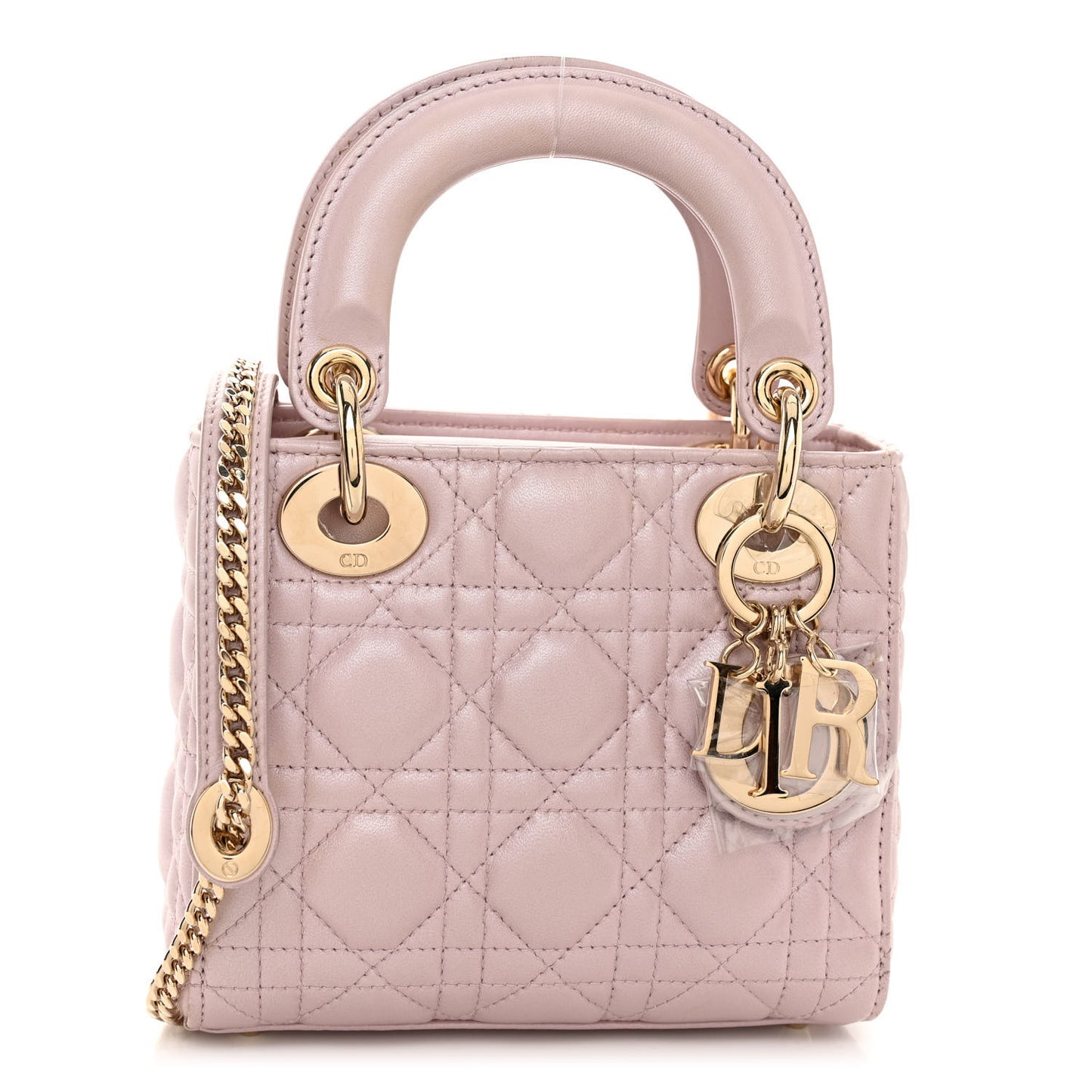 Metallic Lambskin Cannage Mini Lady Dior Lotus