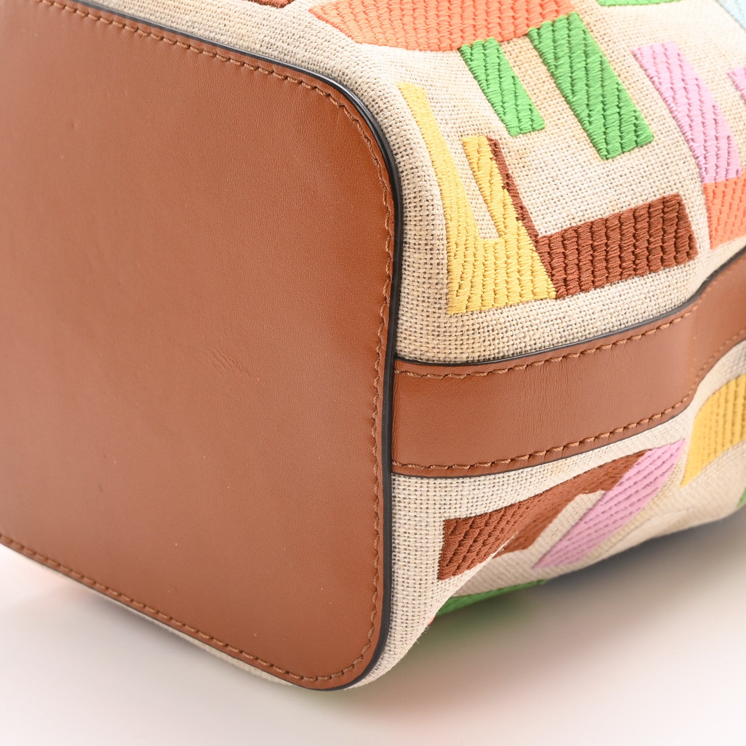 Fendi Kuban Canvas Vitello King F is Fendi FF Embroidered Mini Mon Tresor Bucket Bag Multicolor Cuoio 10 of 10