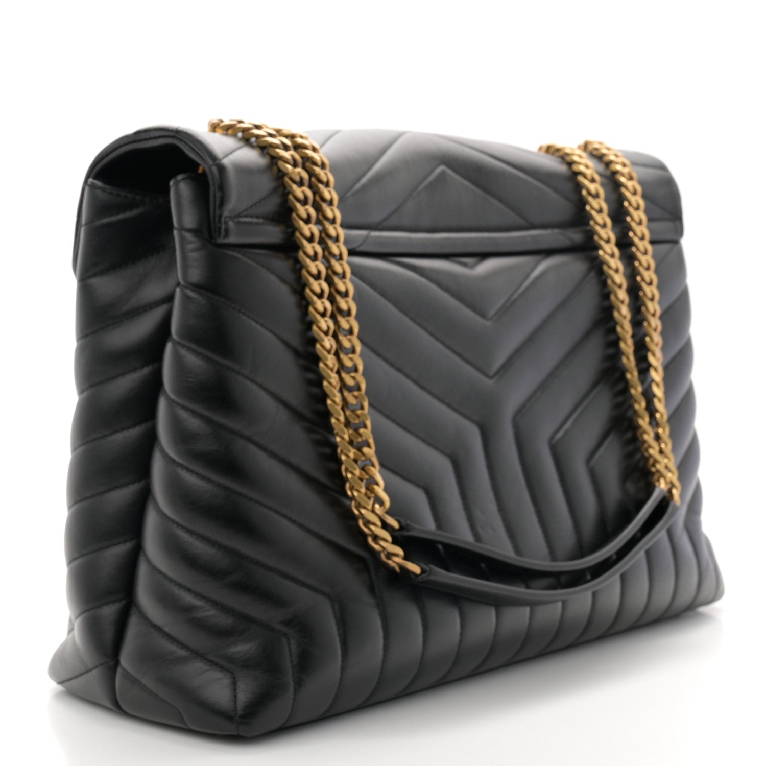 Saint Laurent Calfskin Y Quilted Monogram Large Loulou Chain Satchel Black 3 of 10
