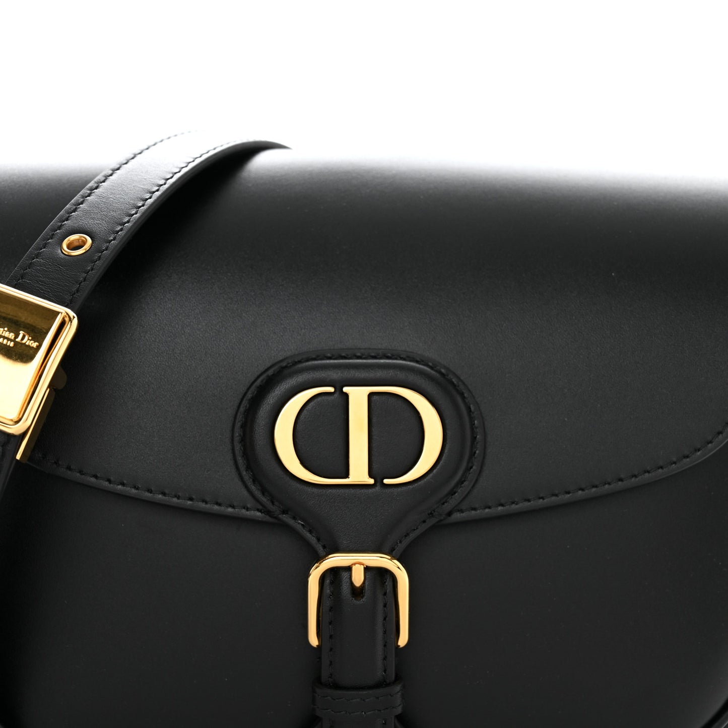 Box Calfskin Medium Bobby Flap Black