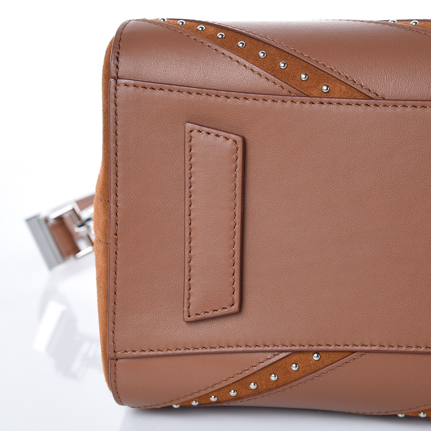 Givenchy Calfskin Suede Small Studded Chevron Antigona Cognac 9 of 10
