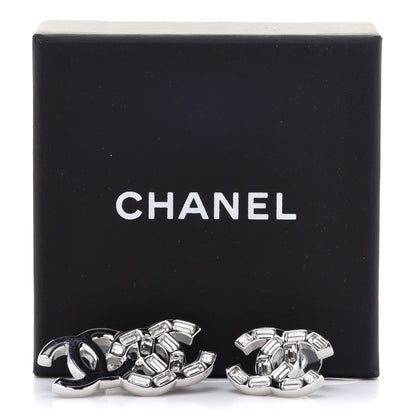 Chanel Baguette Crystal Double CC Earrings Silver 5 of 5