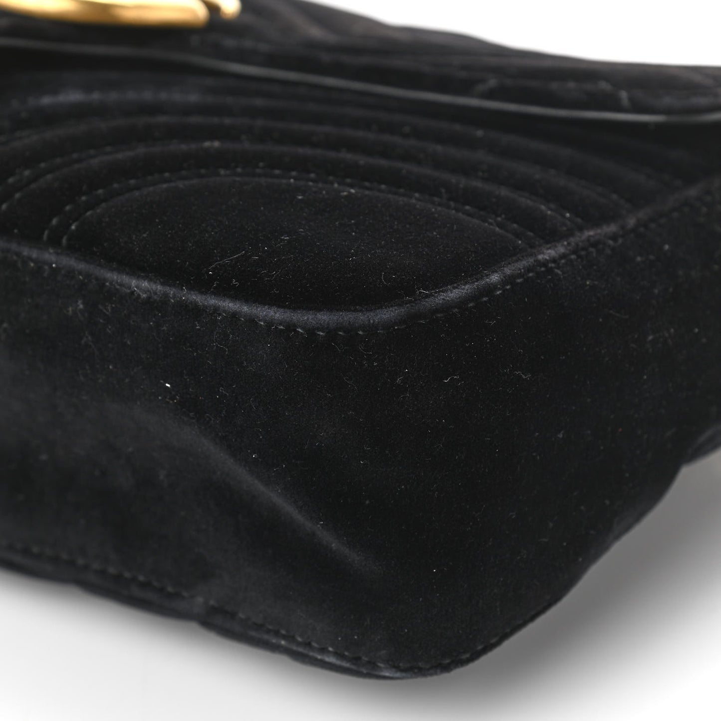 Velvet Matelasse Medium GG Marmont Shoulder Bag Black