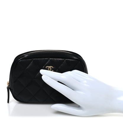 Chanel Caviar Quilted Small Curvy Pouch Cosmetic Case Black 2 of 8