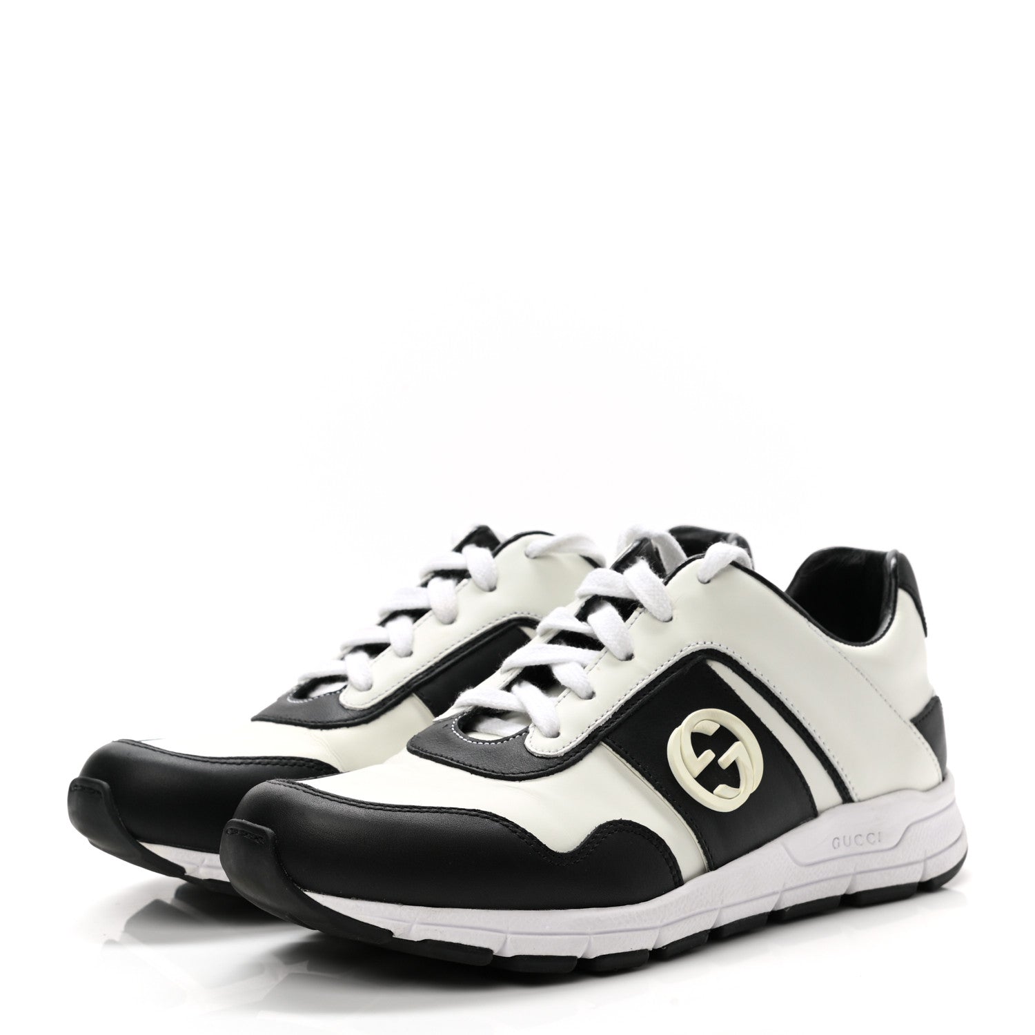 Gucci Calfskin Womens Interlocking G Sneakers 35.5 Black White 3 of 11