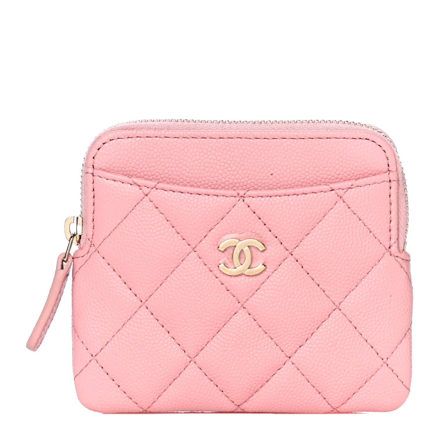 Chanel Caviar Quilted Zip Card Holder Wallet Pink 1 of 11