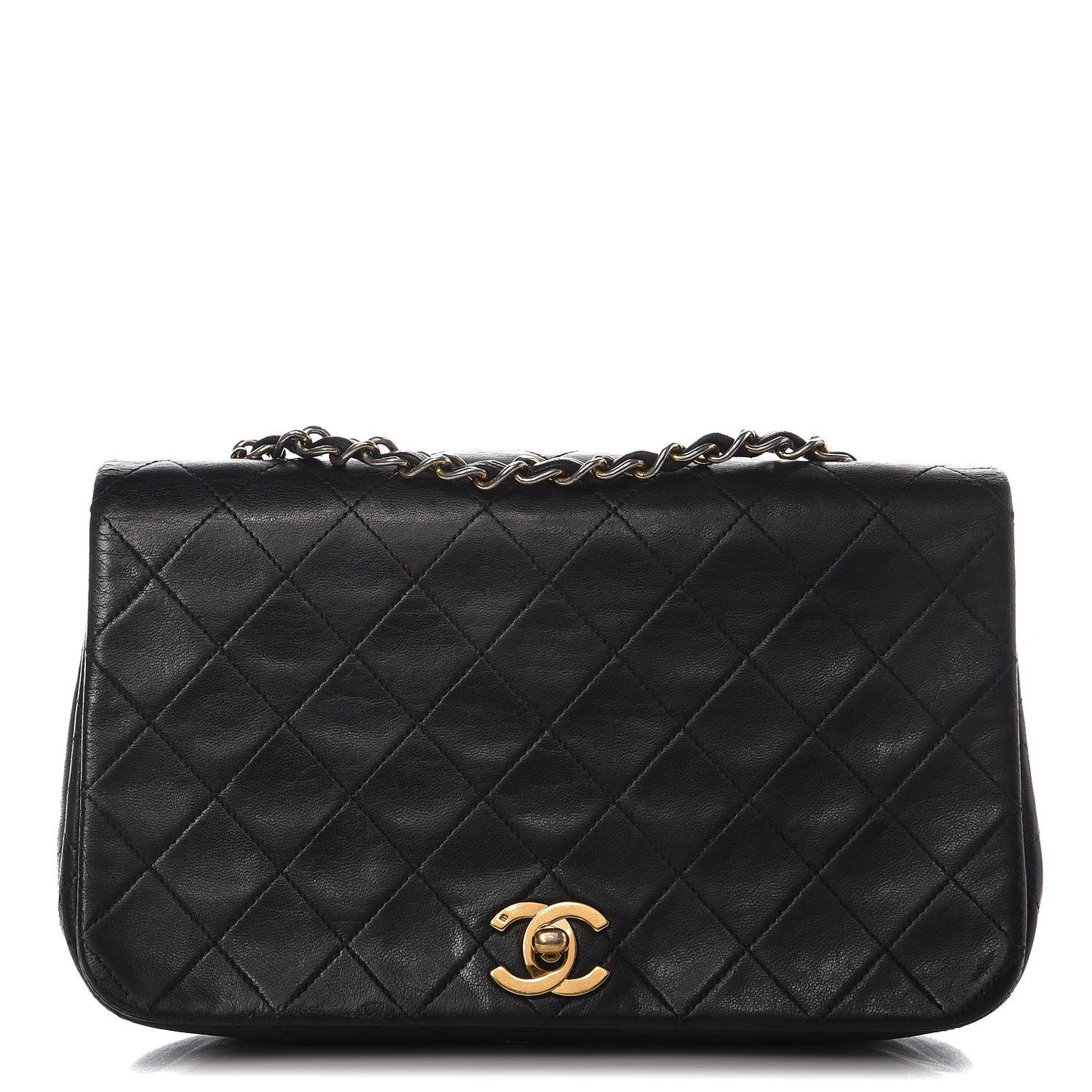 Lambskin Quilted Small Single Flap Black