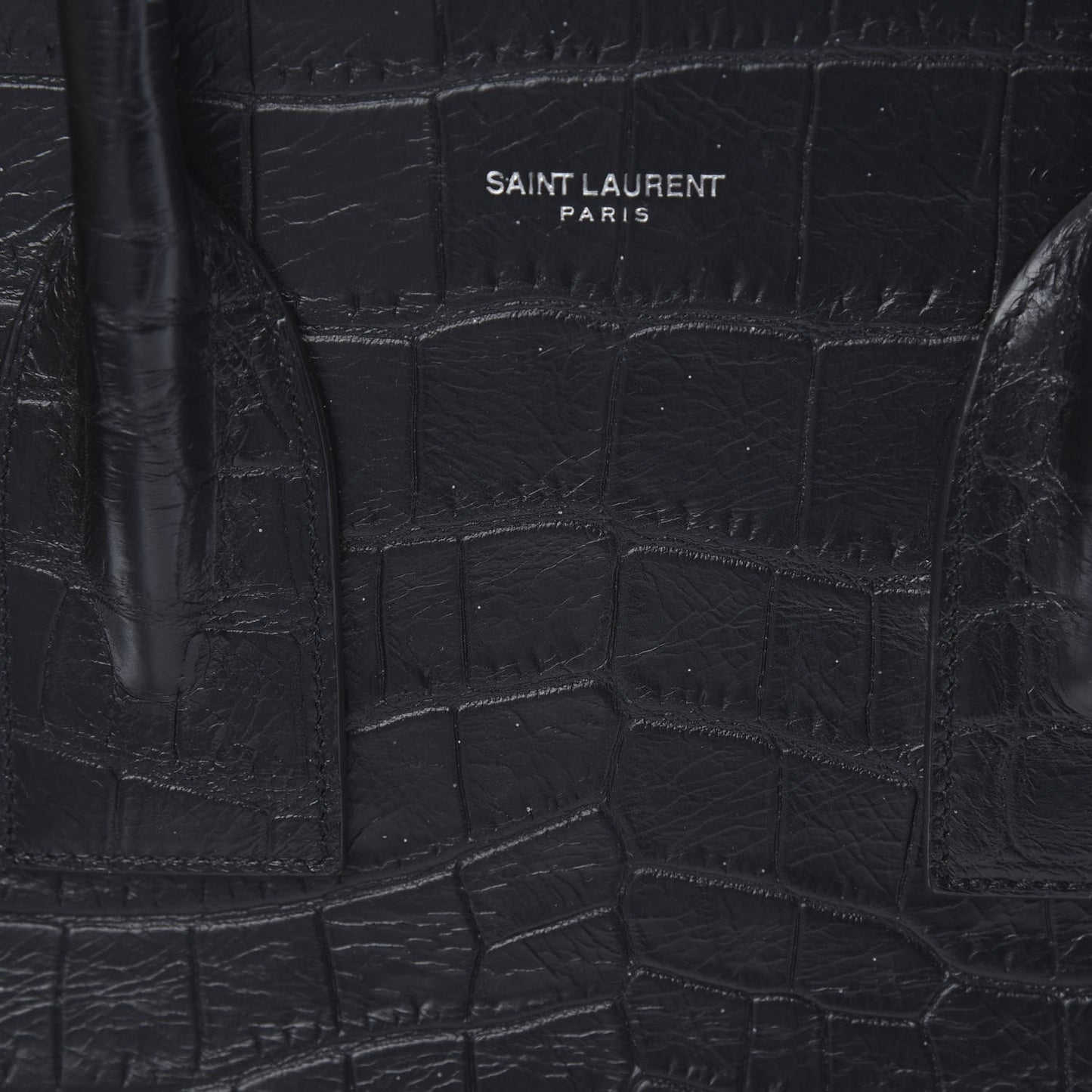 Calfskin Crocodile Embossed Small Sac de Jour Black
