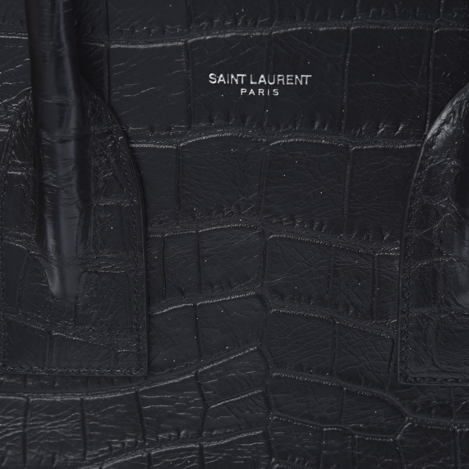 Saint Laurent Calfskin Crocodile Embossed Small Sac de Jour Black 12 of 12
