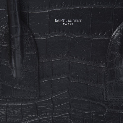 Saint Laurent Calfskin Crocodile Embossed Small Sac de Jour Black 12 of 12