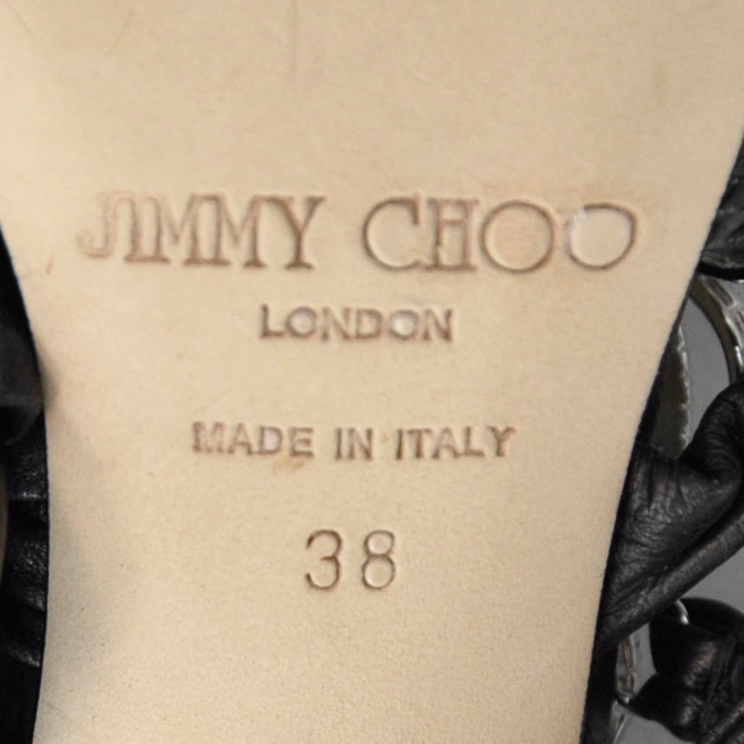 Jimmy Choo Crystal Marine Ankle Wrap Sandals 38 5 of 8