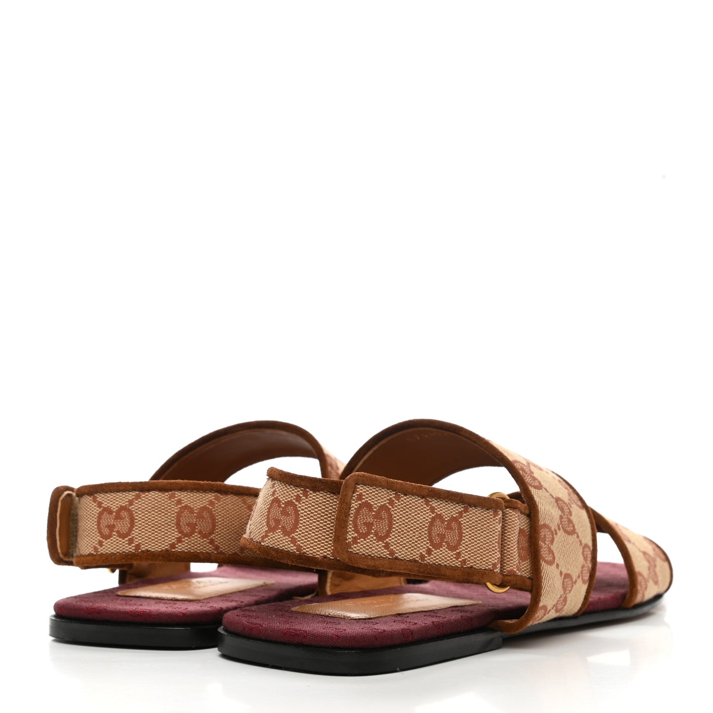 Canvas GG Monogram Mens Slingback Flat Sandals 8 Beige Ruggine Cuir