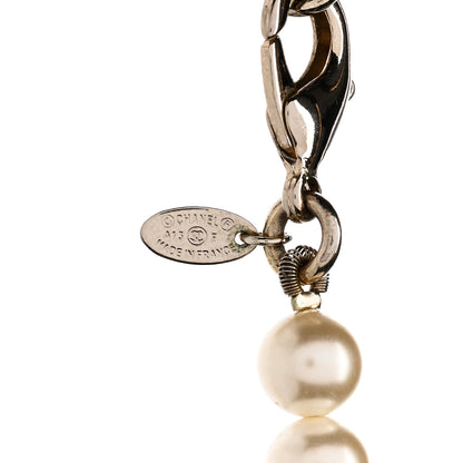 Chanel Graduated Pearl Crystal CC Long Necklace Silver 4 of 4