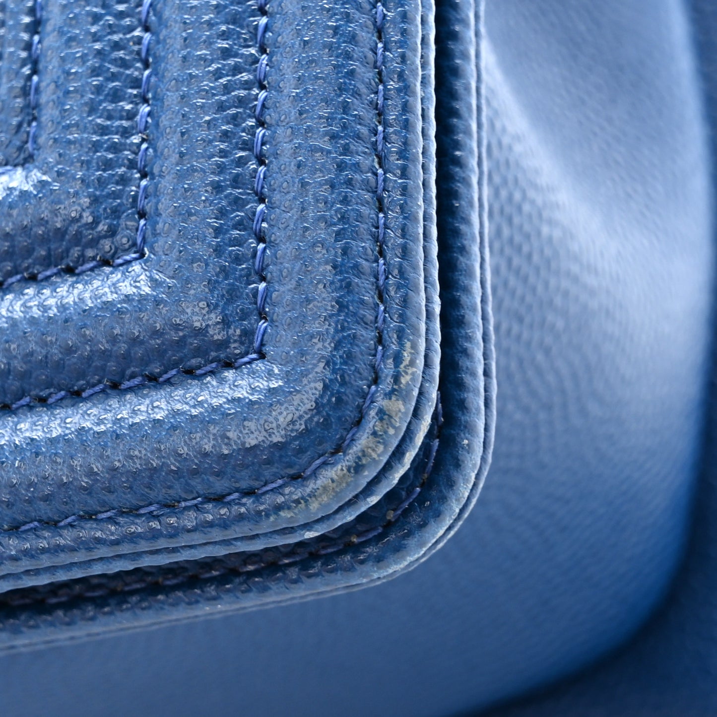 Caviar Quilted Small Boy Flap Dark Blue