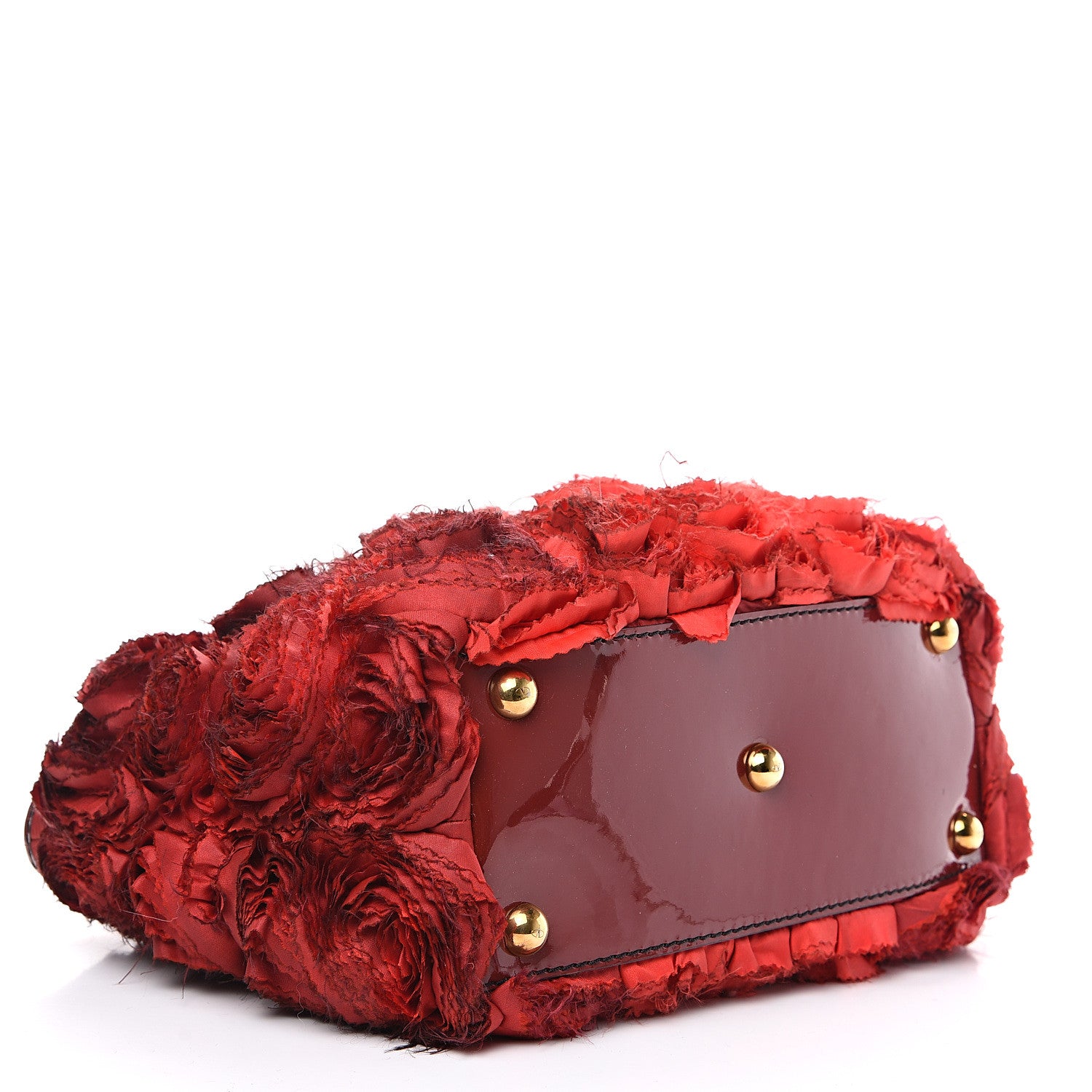 Valentino Garavani Silk Patent Rosier Tote Red 3 of 9