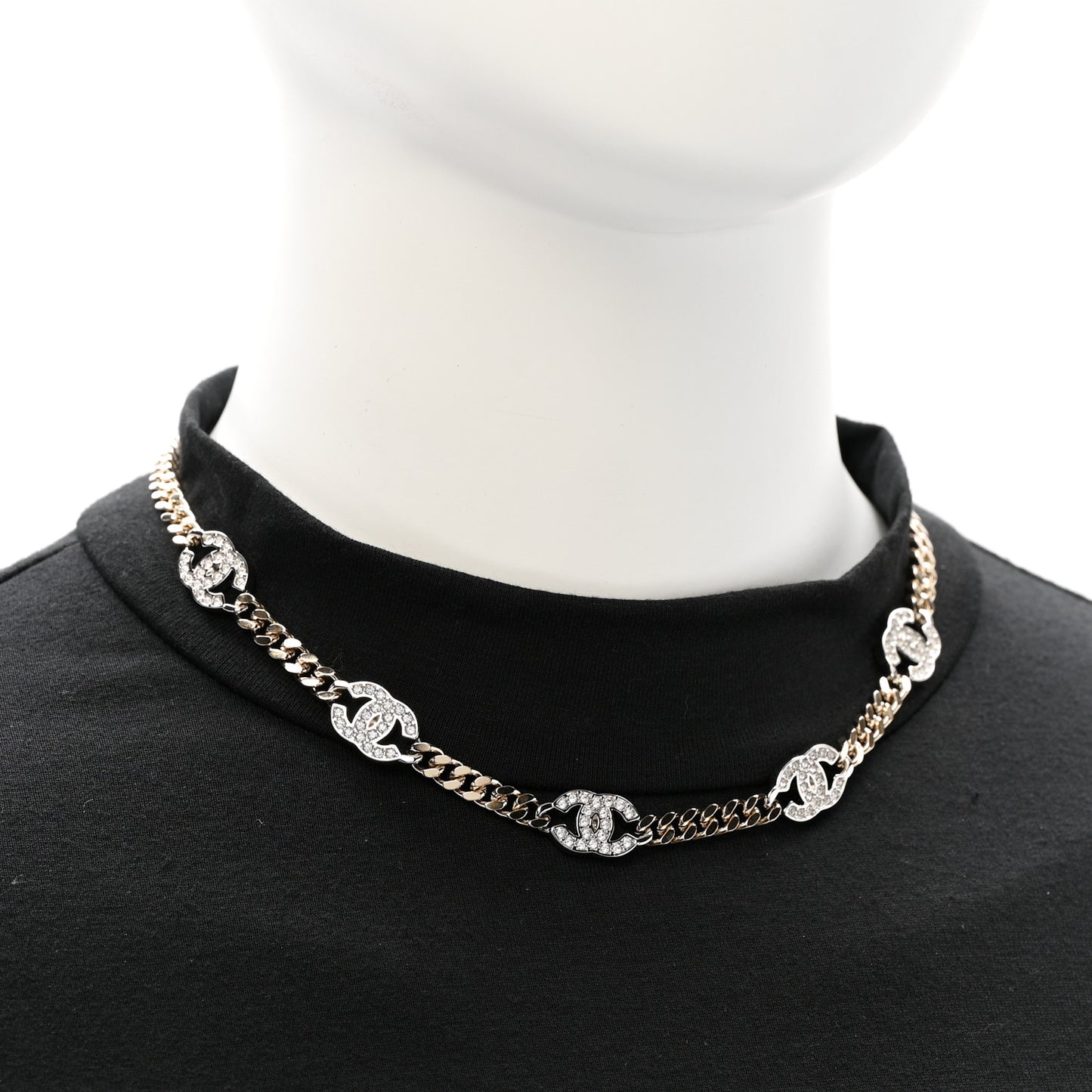 Crystal Chain CC Necklace Gold Silver