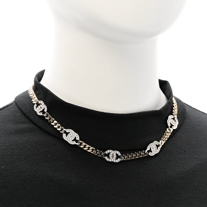 Chanel Crystal Chain CC Necklace Gold Silver 2 of 6