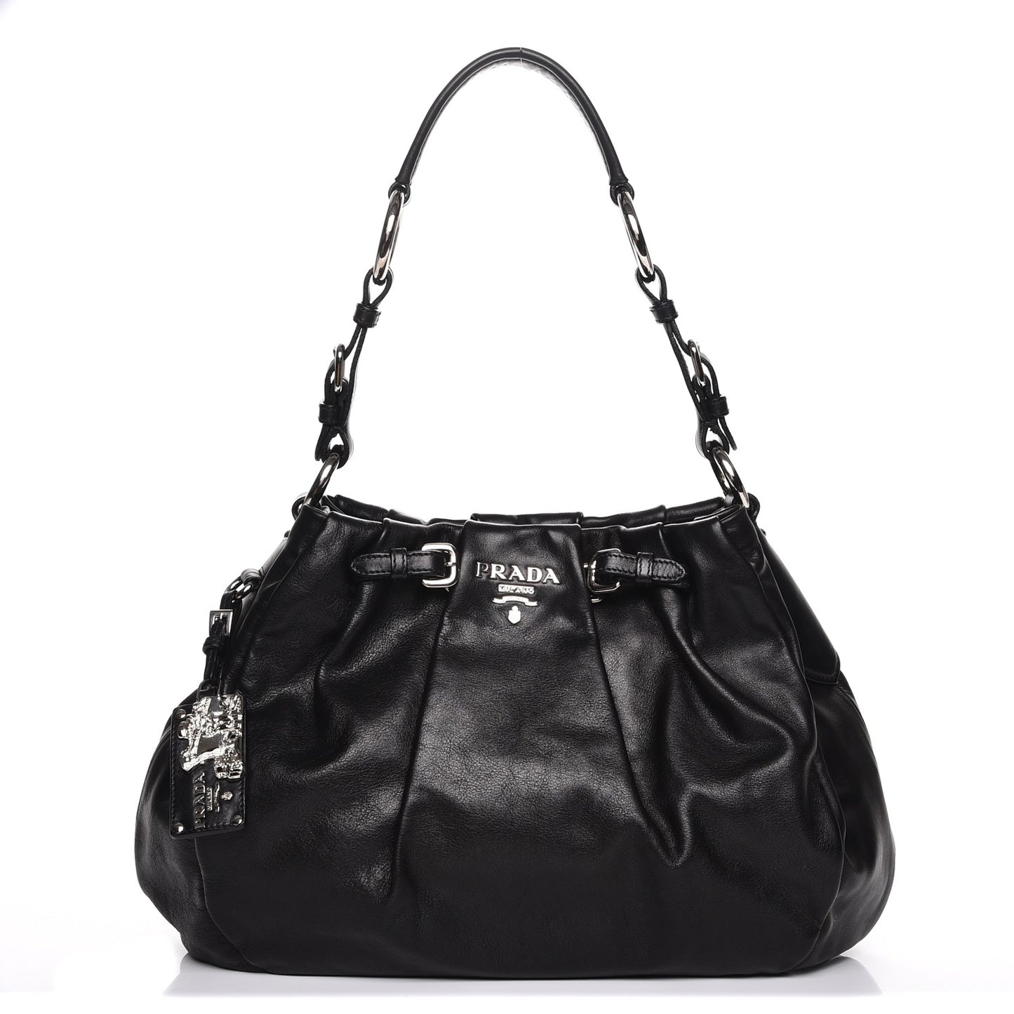 Soft Calf Pleated Hobo Nero Black