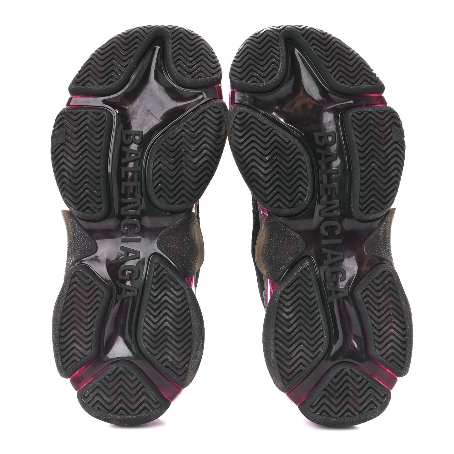 Fabric Mesh Clear Sole Womens Triple S Sneakers 38 Black Pink Neon