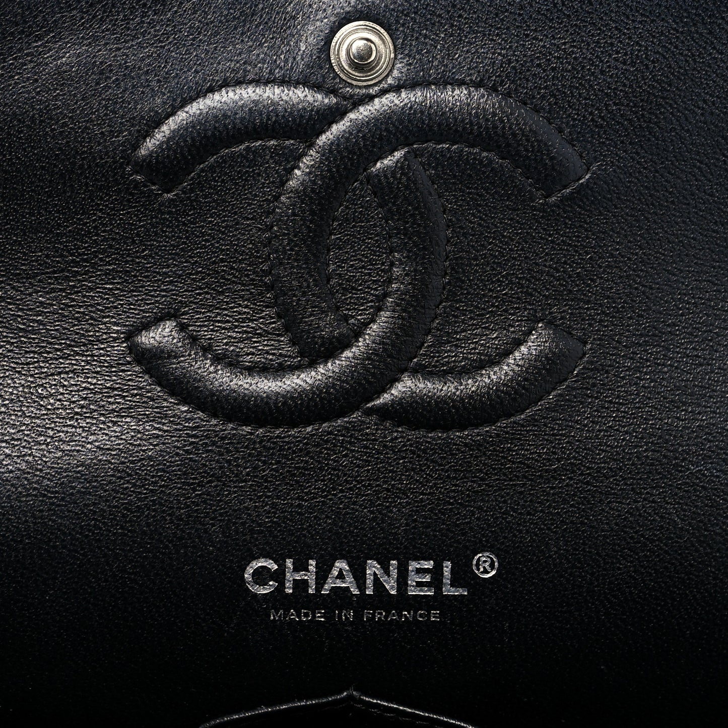 Patent Quilted Medium Double Flap Black