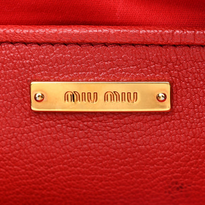Miu Miu Goatskin Madras Double Zip Crossbody Bag Rosso Cielo 7 of 13