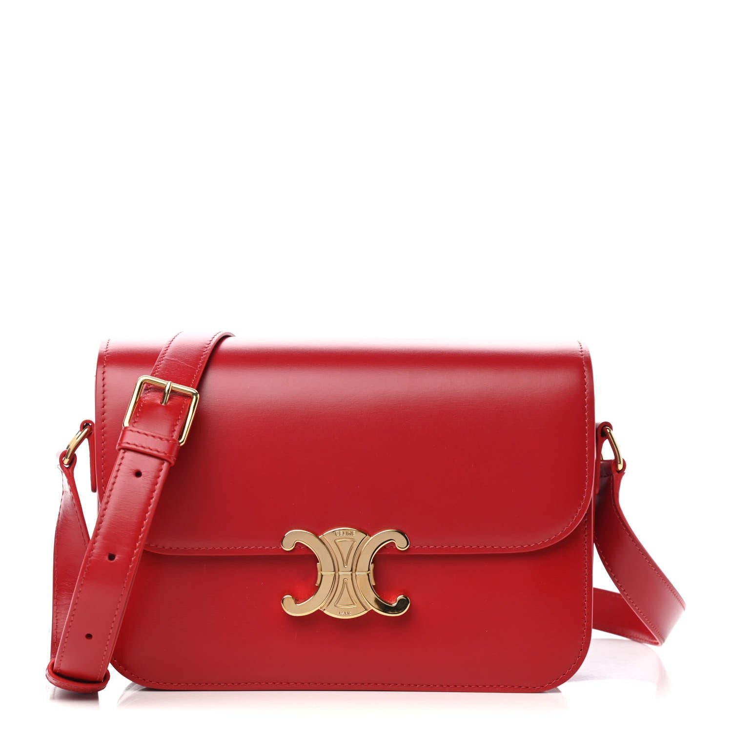 Celine Shiny Calfskin Medium Triomphe Red 1 of 10