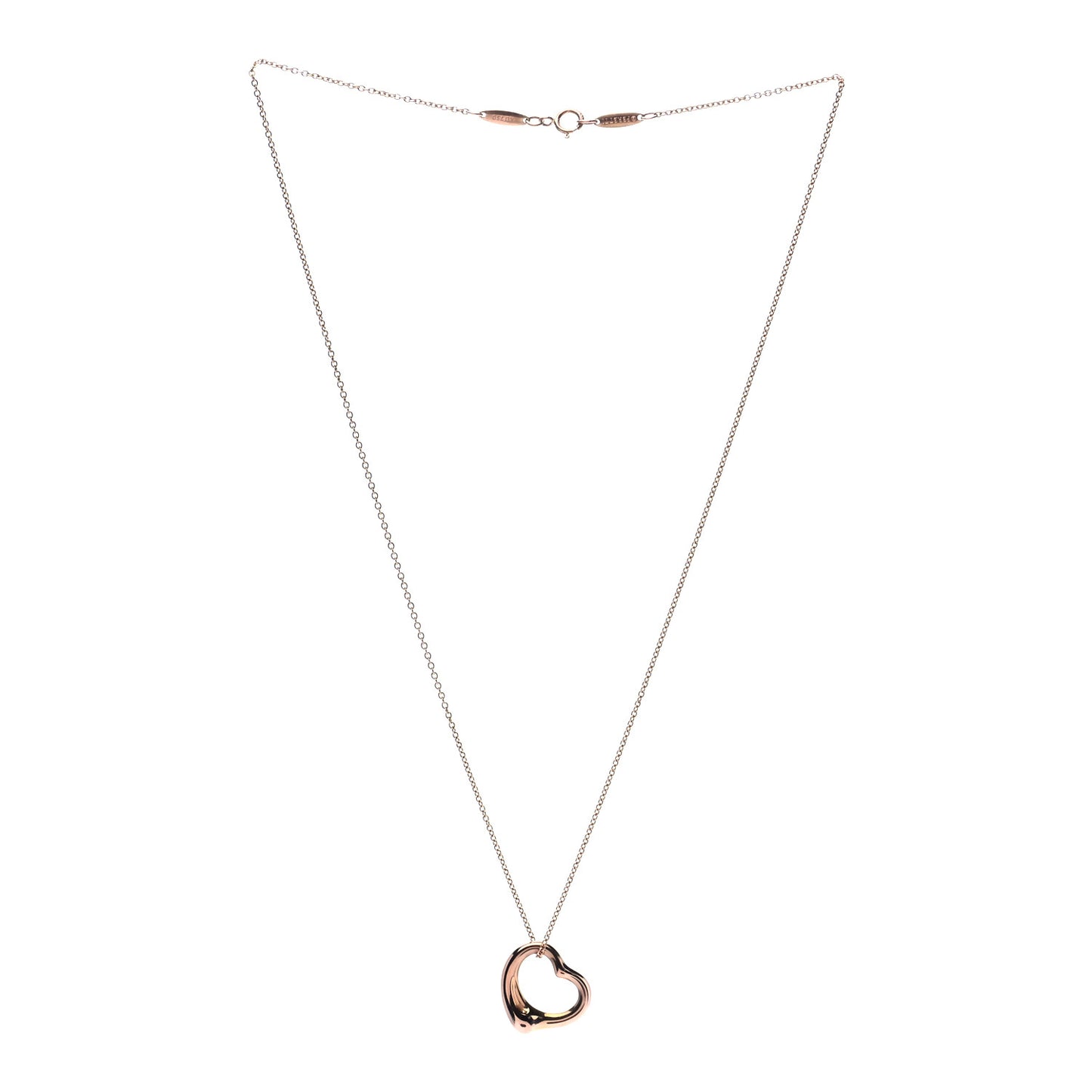 18K Rose Gold 16mm Elsa Peretti Open Heart Pendant Necklace