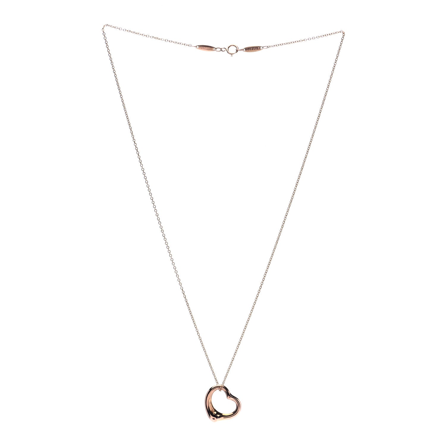 Tiffany 18K Rose Gold 16mm Elsa Peretti Open Heart Pendant Necklace 3 of 7