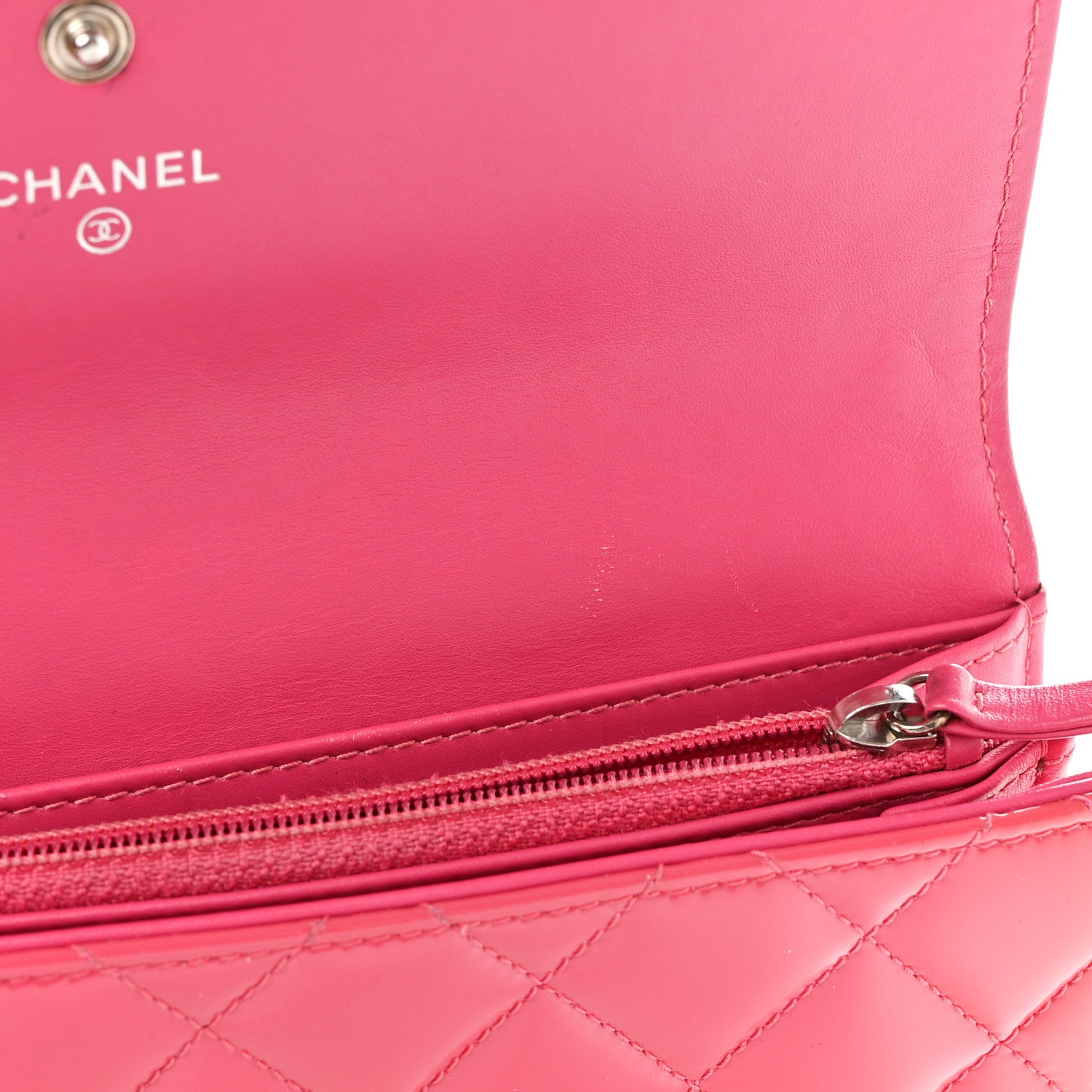Chanel Patent Quilted Large Gusset Flap Wallet Pink 10 of 11